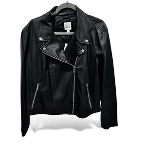 GAP Black Faux Leather Jacket for Women